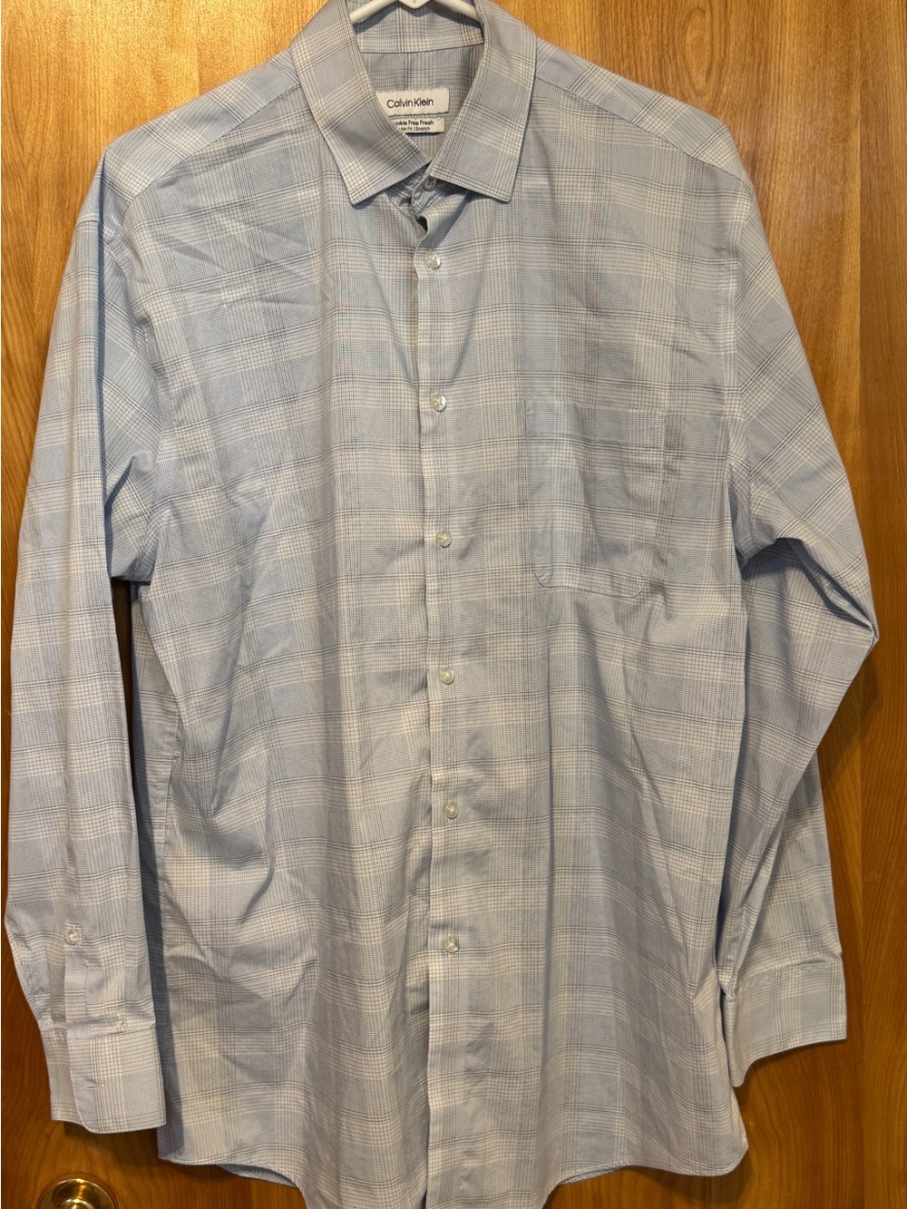 Calvin Klein Light Blue Windowpane Dress Shirt